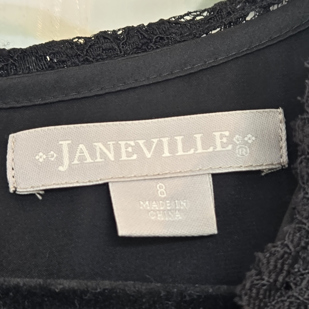 Janeville Women's Black Laced V Neck Dress 8 - Picture 8 of 14